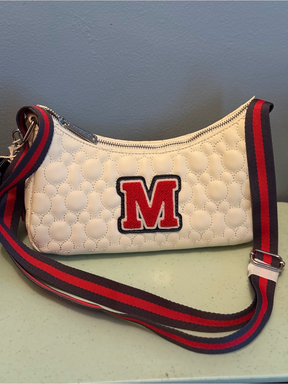 Loungefly Disney Mickey Mouse Varsity Quilted Chenille Patch Crossbody